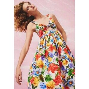 Cara Cara Laurel Knotted Cutout Midi Floral Bubble Hem Dress size 2